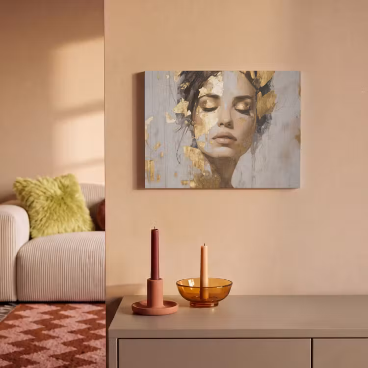Akoestisch schilderij - Sierlijk - Vrouw - Goud - Ogen — 2