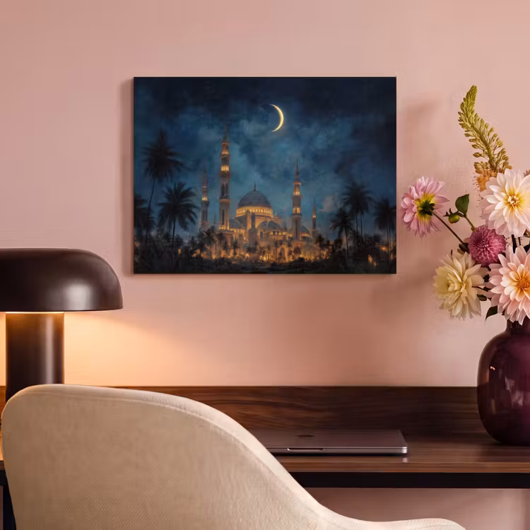 Akoestisch schilderij - Sterrenhemel - Maan - Palmbomen - Moskee — 4