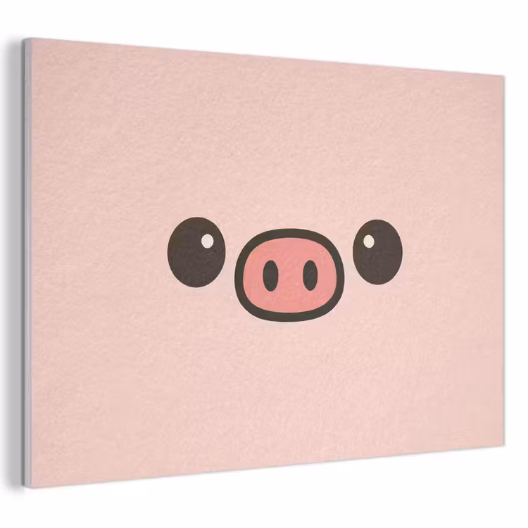 Akoestisch schilderij - Varken - Roze - Minimalistisch — 1