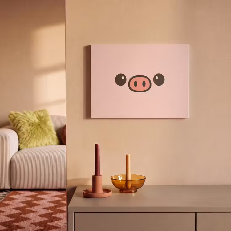 Akoestisch schilderij - Varken - Roze - Minimalistisch — 2