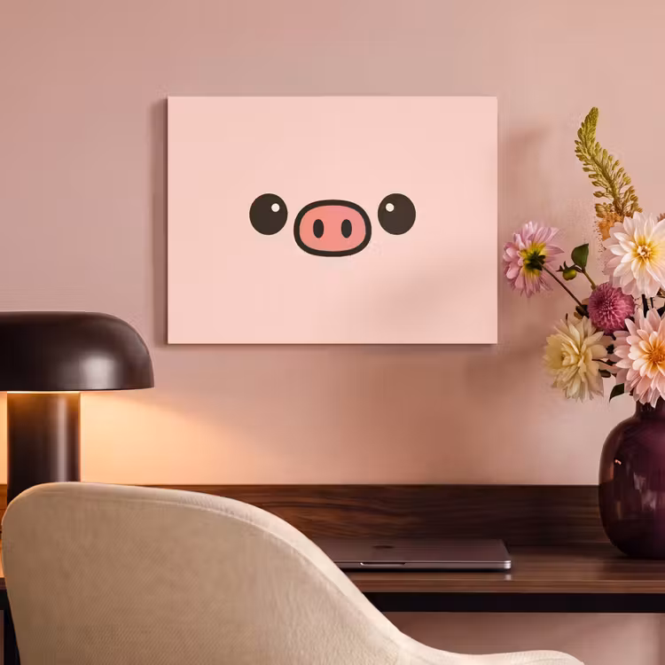 Akoestisch schilderij - Varken - Roze - Minimalistisch — 4