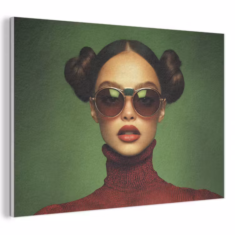 Akoestisch schilderij - Vrouw - Groen - Bril - Aesthetic - Modern — 1