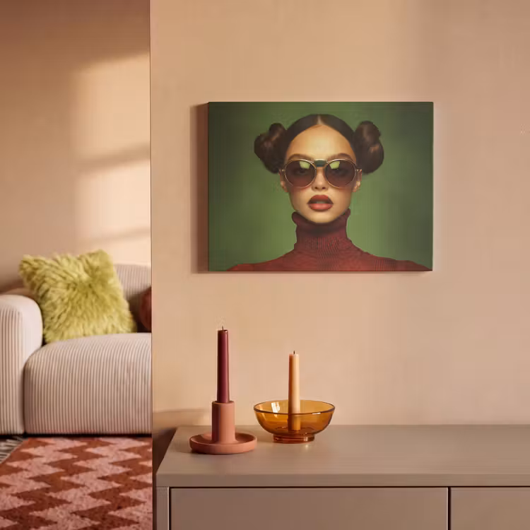 Akoestisch schilderij - Vrouw - Groen - Bril - Aesthetic - Modern — 2