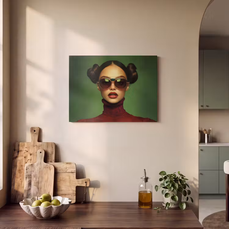 Akoestisch schilderij - Vrouw - Groen - Bril - Aesthetic - Modern — 3