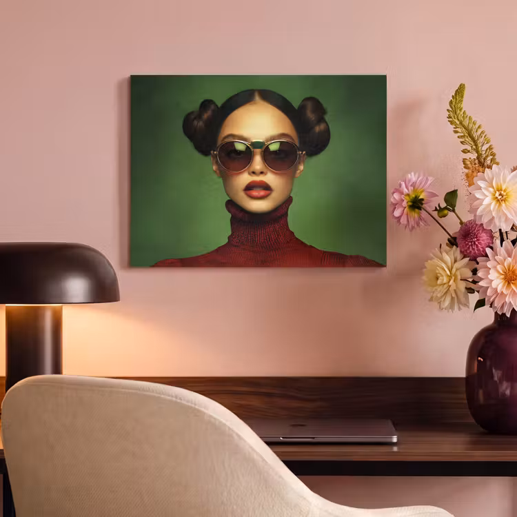 Akoestisch schilderij - Vrouw - Groen - Bril - Aesthetic - Modern — 4