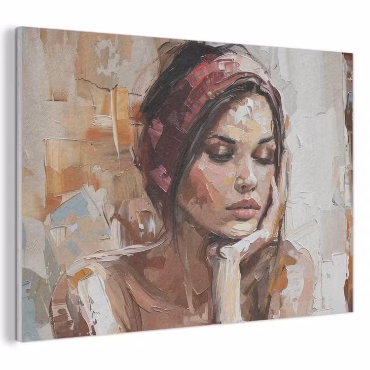 Akoestisch schilderij - Vrouw - Verflook - Portret - Modern — 1