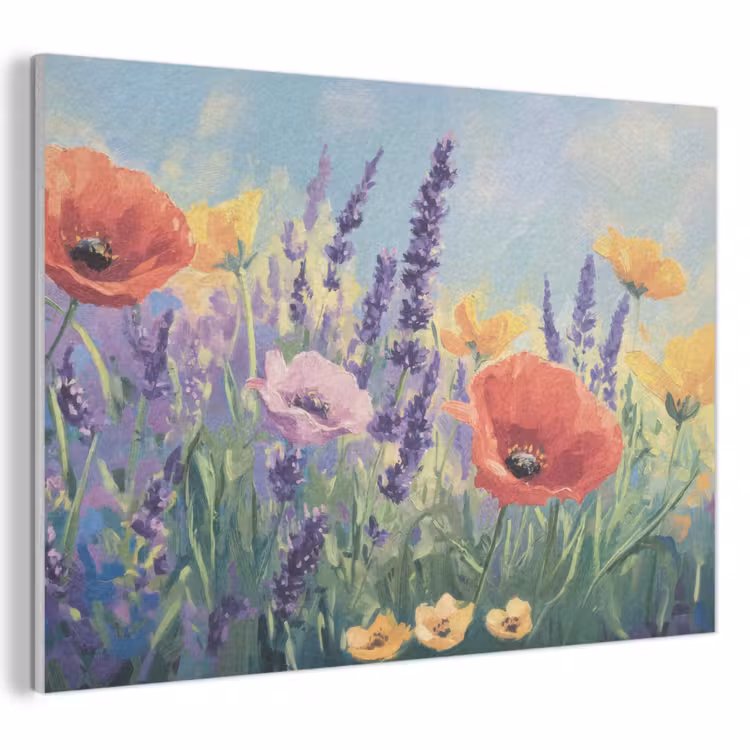 Akoestisch schilderij - Weide - Bloemen - Kleurrijk — 1