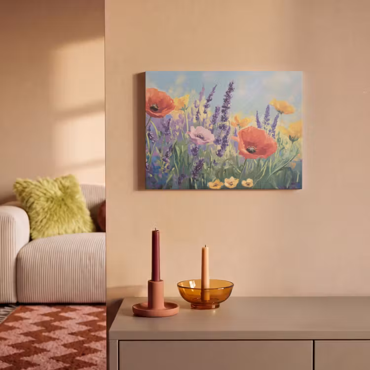 Akoestisch schilderij - Weide - Bloemen - Kleurrijk — 2