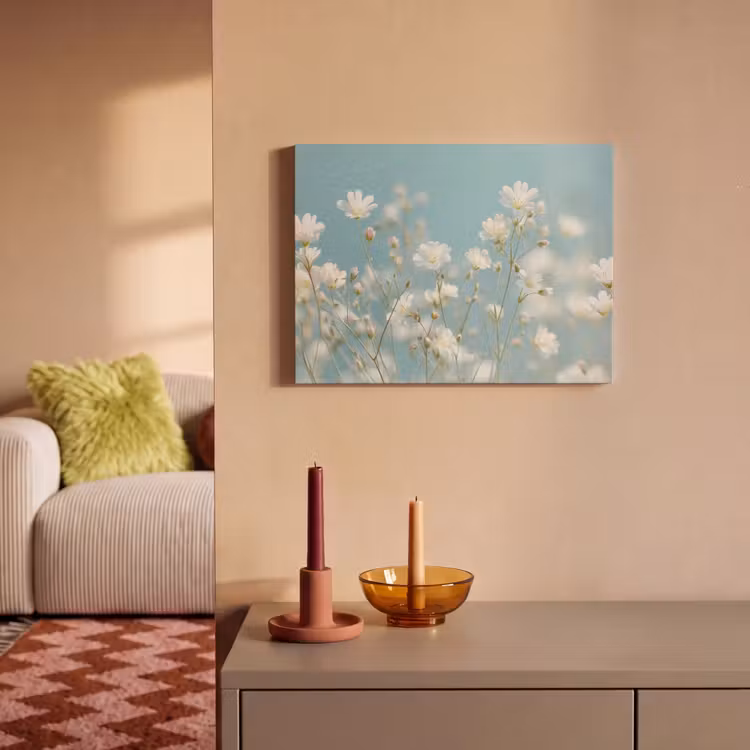 Akoestisch schilderij - Stengels - Bloemen - Lucht - Wit — 2