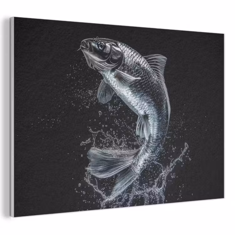 Akoestisch schilderij - Vis - Koi - Zwart - Water — 1