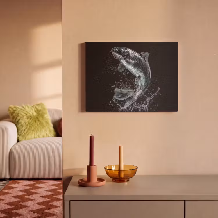 Akoestisch schilderij - Vis - Koi - Zwart - Water — 2