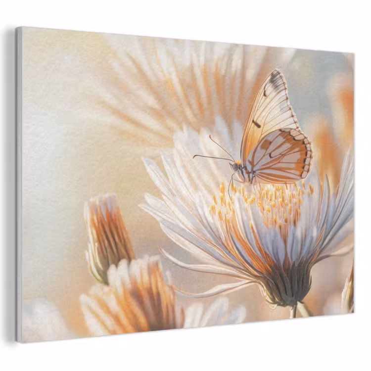 Akoestisch schilderij - Vlinder - Bloem - Oranje — 1