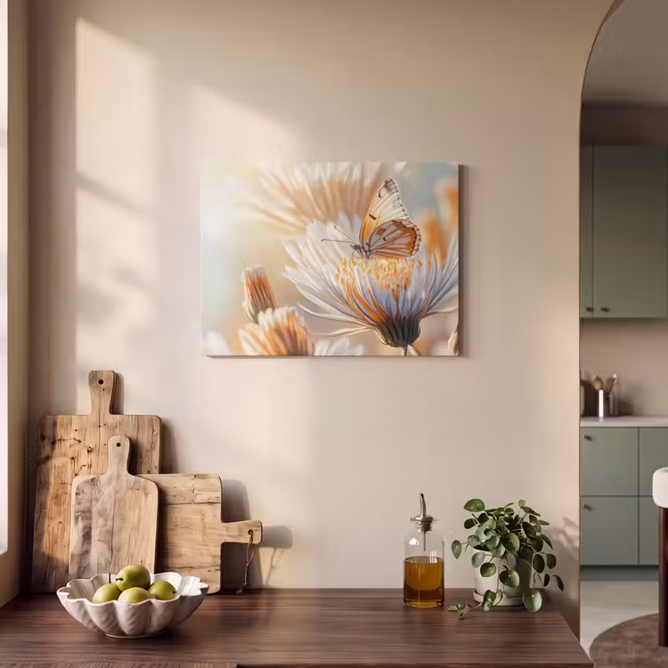 Akoestisch schilderij - Vlinder - Bloem - Oranje — 3