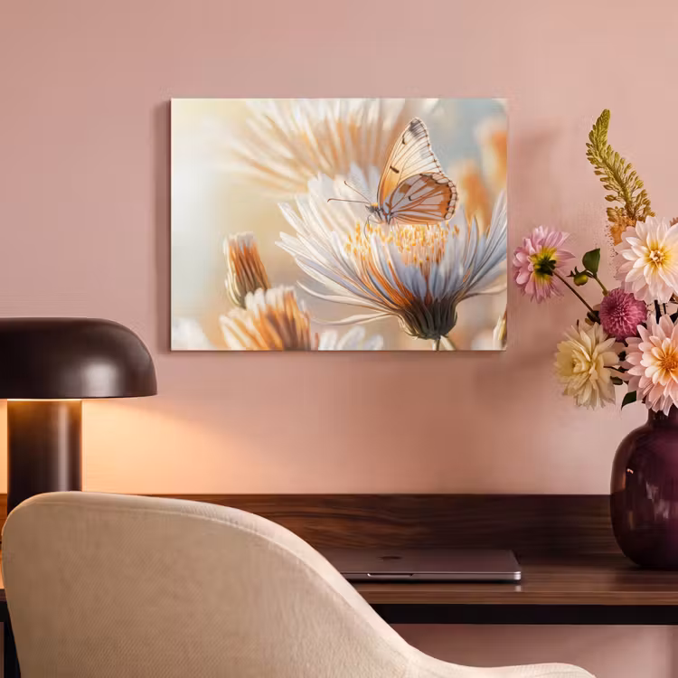 Akoestisch schilderij - Vlinder - Bloem - Oranje — 4
