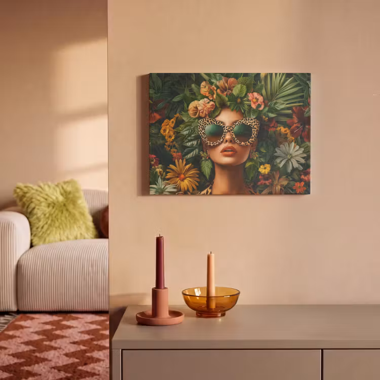 Akoestisch schilderij - Vrouw - Panterprint - Jungle - Natuur - Luxe — 2