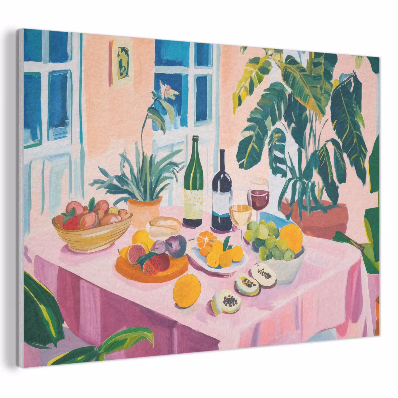 Akoestisch schilderij - Tafel - Wijn - Fruit — 1