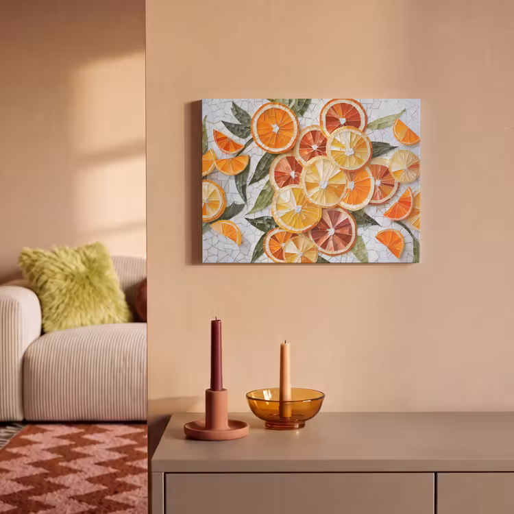 Akoestisch schilderij - Schijfjes - Fruit - Oranje - Mozaïek — 2