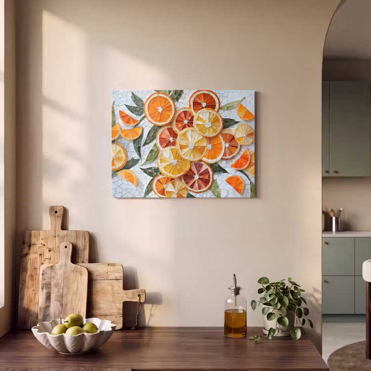 Akoestisch schilderij - Schijfjes - Fruit - Oranje - Mozaïek — 3