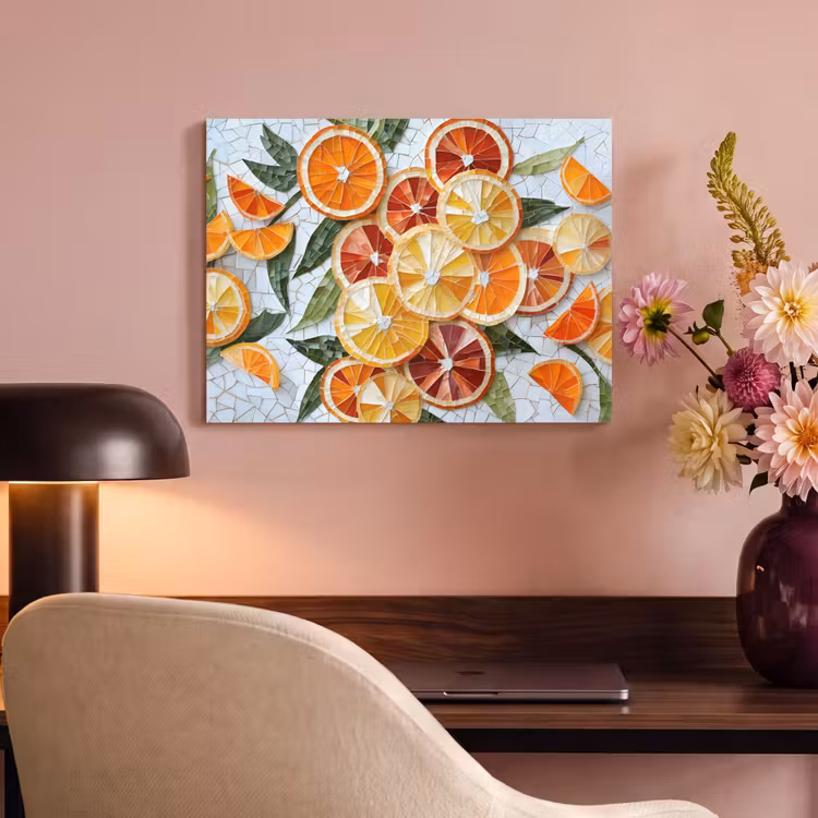 Akoestisch schilderij - Schijfjes - Fruit - Oranje - Mozaïek — 4
