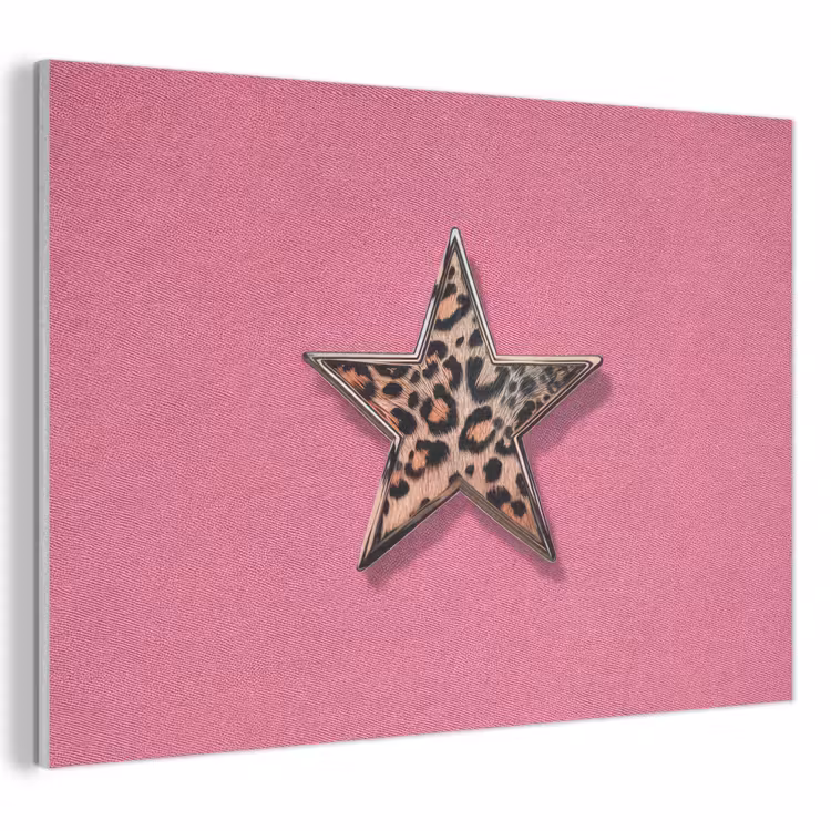 Akoestisch schilderij - Ster - Luipaard - Print - Roze — 1