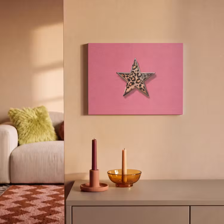 Akoestisch schilderij - Ster - Luipaard - Print - Roze — 2