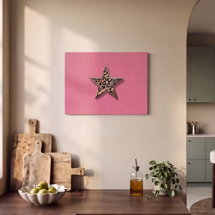 Akoestisch schilderij - Ster - Luipaard - Print - Roze — 3
