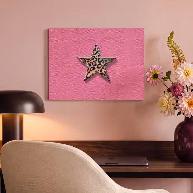 Akoestisch schilderij - Ster - Luipaard - Print - Roze — 4