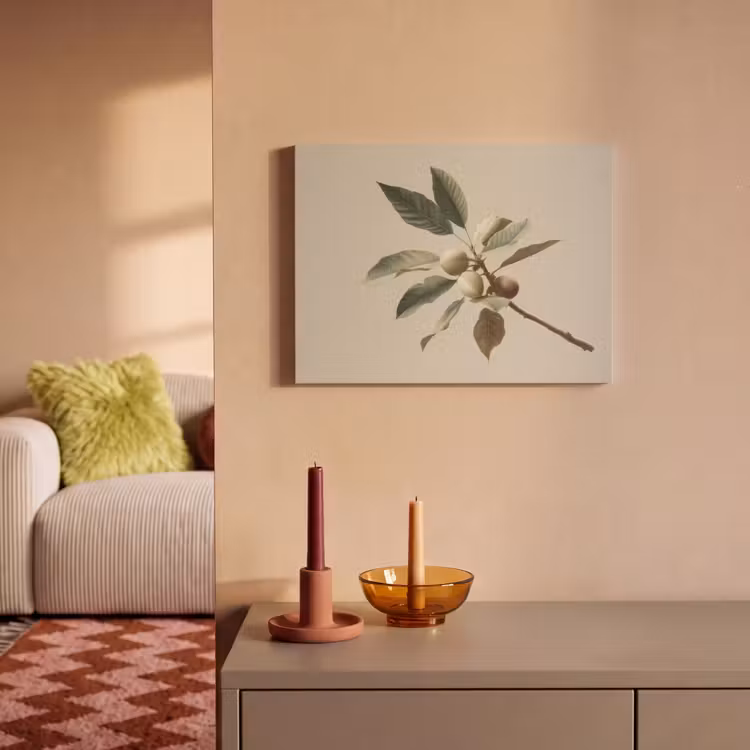 Akoestisch schilderij - Tak - Groene Bladeren - Vruchten — 2
