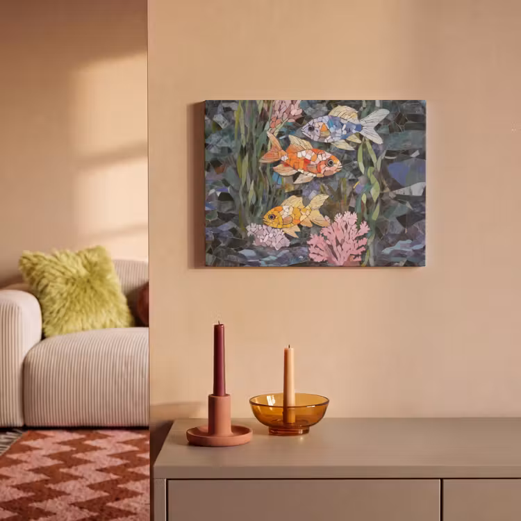 Akoestisch schilderij - Vissen - Koraal - Zee - Mozaïek — 2