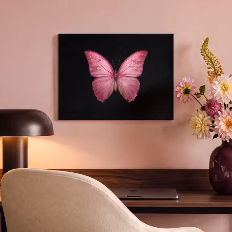 Akoestisch schilderij - Vlinder - roze - Elegant — 4