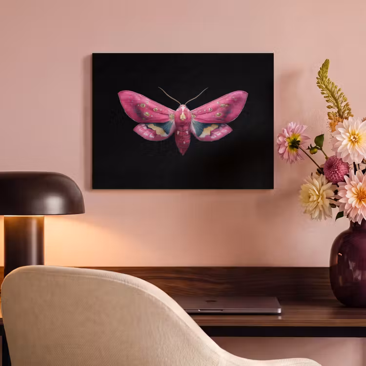 Akoestisch schilderij - Vlinder - Roze - Nachtvlinder — 4