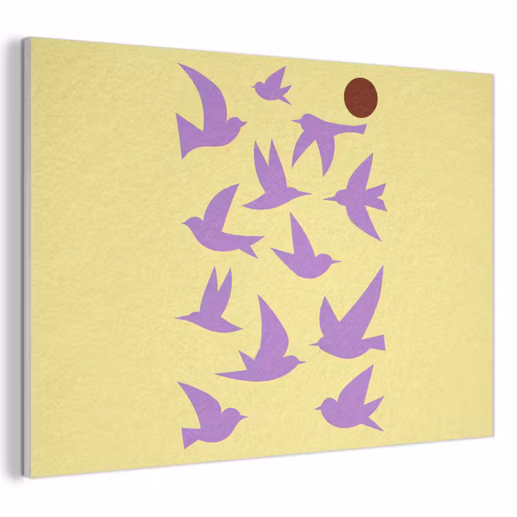 Akoestisch schilderij - Vogels - Cirkel - Geel - Beweging — 1