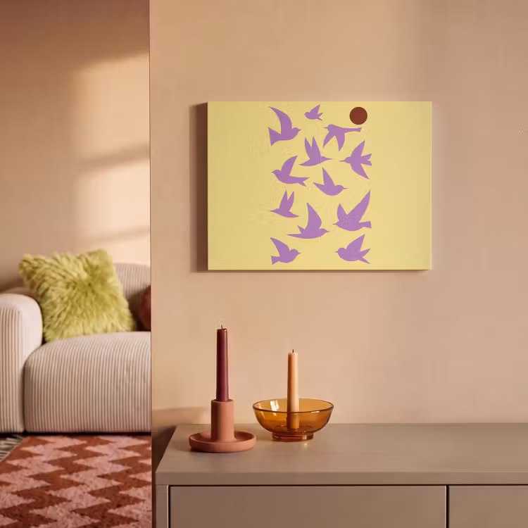 Akoestisch schilderij - Vogels - Cirkel - Geel - Beweging — 2
