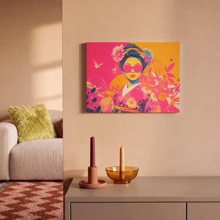 Akoestisch schilderij - Vrouw - Zonnebril - Abstract - Oranje — 2