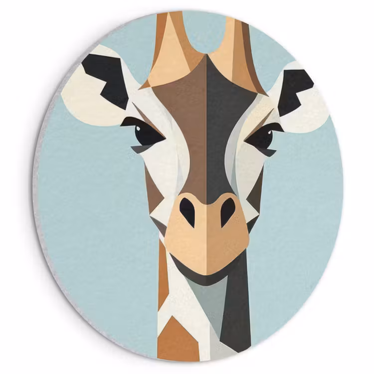 Akoestisch schilderij rond - Giraffe - Illustratie - Bruin - Minimalistisch — 1