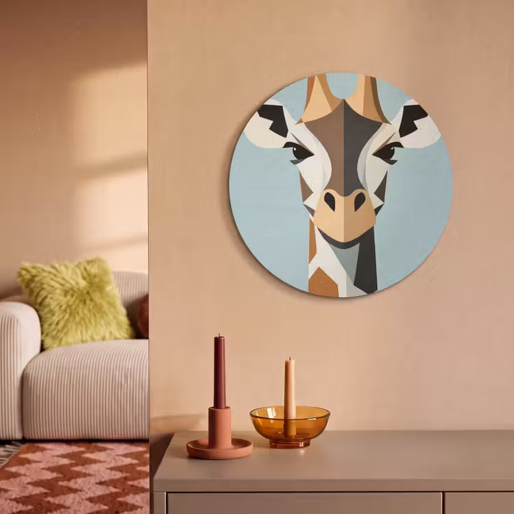 Akoestisch schilderij rond - Giraffe - Illustratie - Bruin - Minimalistisch — 3