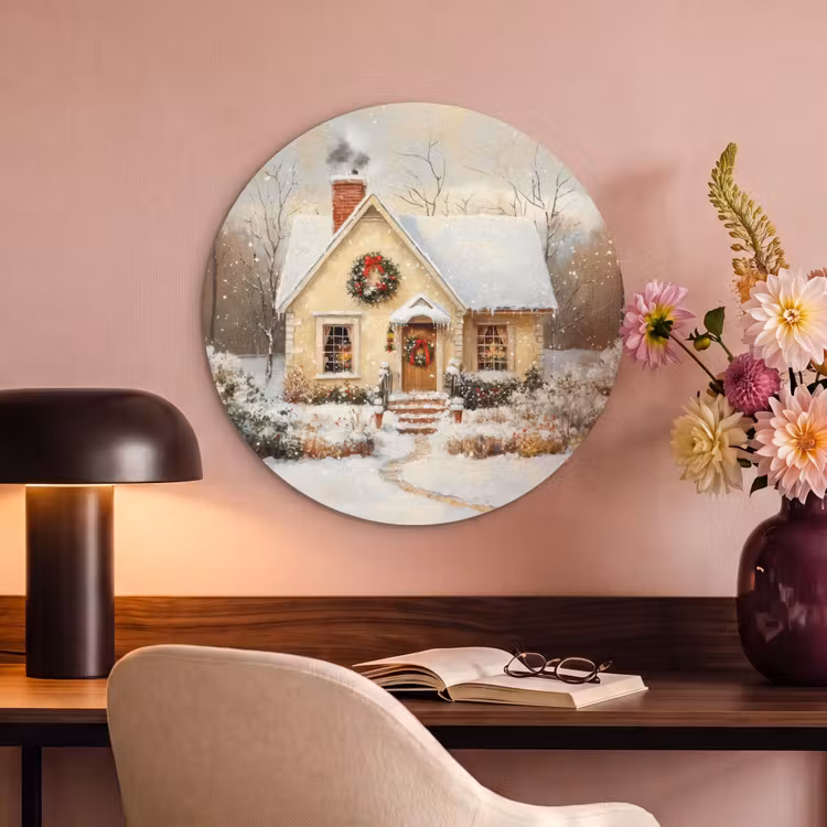 Akoestisch schilderij rond - Kerst - Huis - Winter - Sneeuw — 2