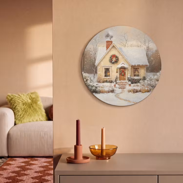 Akoestisch schilderij rond - Kerst - Huis - Winter - Sneeuw — 3