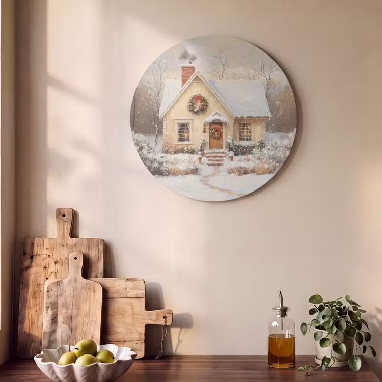 Akoestisch schilderij rond - Kerst - Huis - Winter - Sneeuw — 4