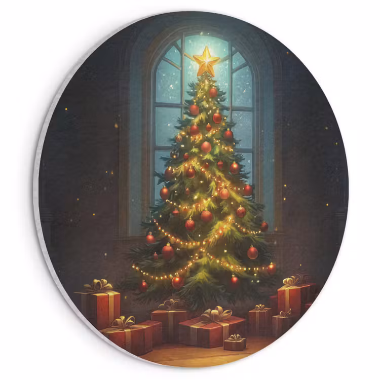 Akoestisch schilderij rond - Kerstboom - Cadeau - Kerst - Winter — 1