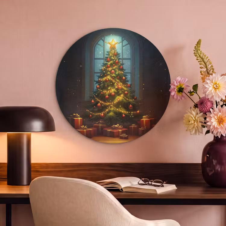 Akoestisch schilderij rond - Kerstboom - Cadeau - Kerst - Winter — 2
