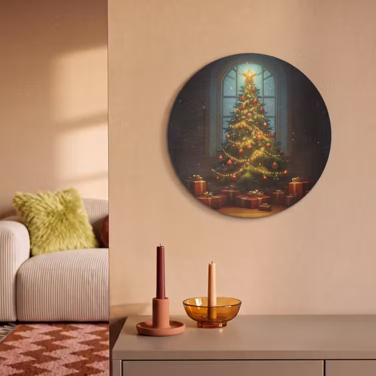 Akoestisch schilderij rond - Kerstboom - Cadeau - Kerst - Winter — 3