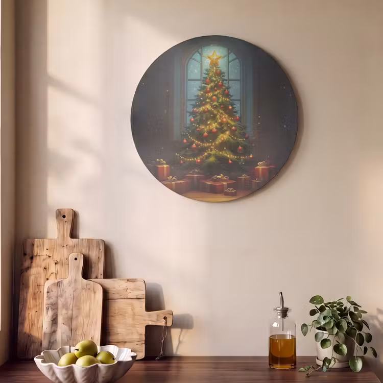 Akoestisch schilderij rond - Kerstboom - Cadeau - Kerst - Winter — 4