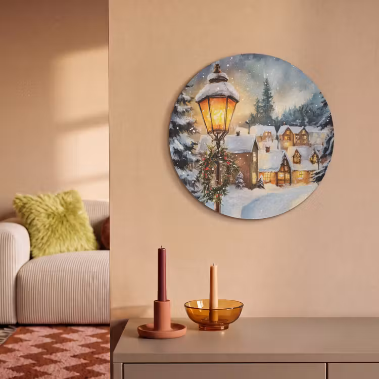 Akoestisch schilderij rond - Kerstdorp - Huizen - Sneeuw - Kerst — 3