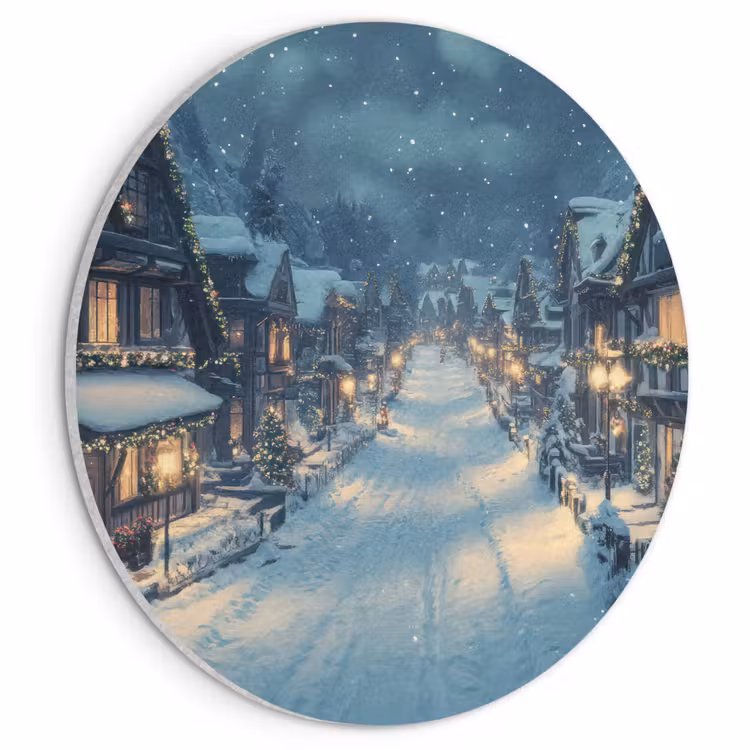 Akoestisch schilderij rond - Kerstdorp - Kerst - Sneeuw - Winter — 1