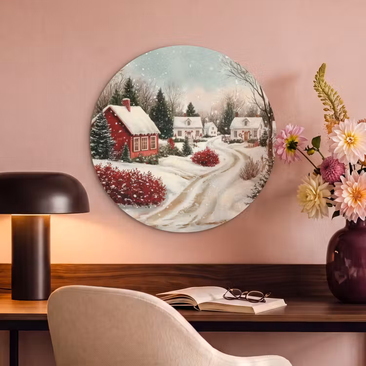 Akoestisch schilderij rond - Kerstsfeer - Landelijk - Rood — 2