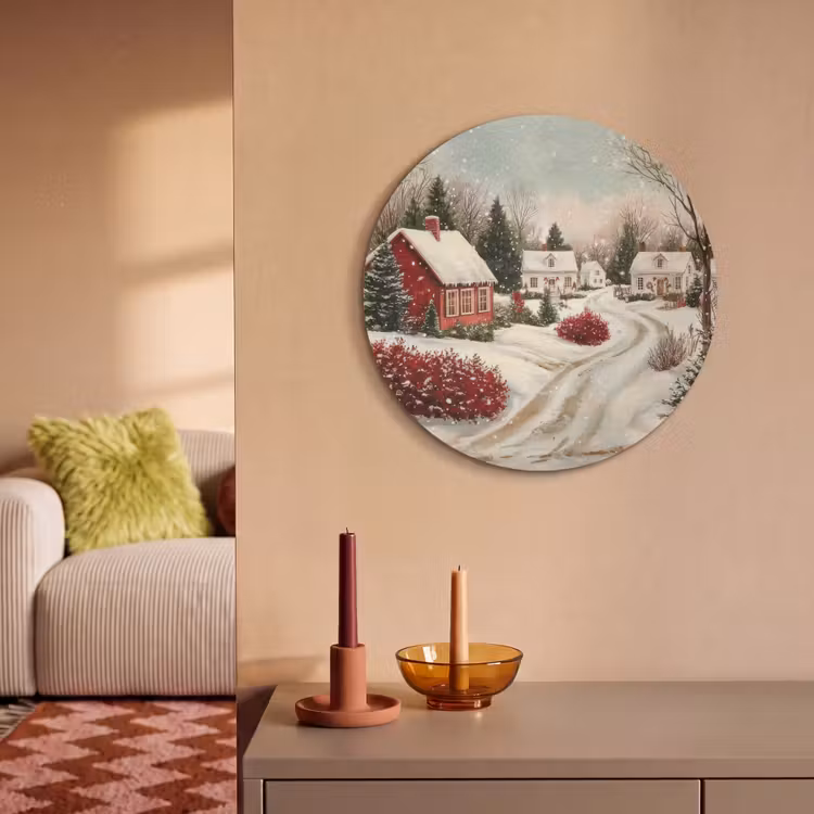 Akoestisch schilderij rond - Kerstsfeer - Landelijk - Rood — 3