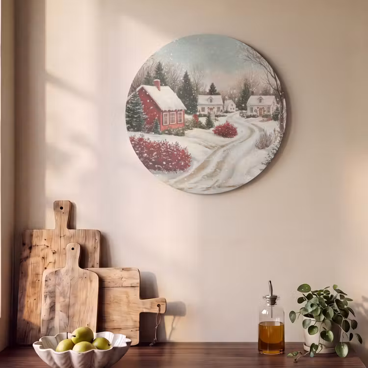 Akoestisch schilderij rond - Kerstsfeer - Landelijk - Rood — 4