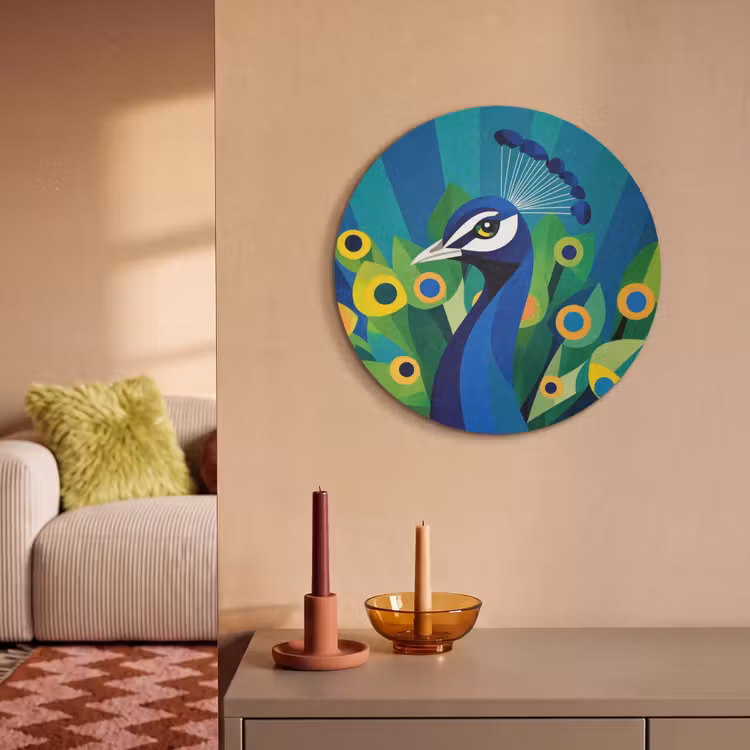 Akoestisch schilderij rond - Pauw - Cirkels - Blauw — 3