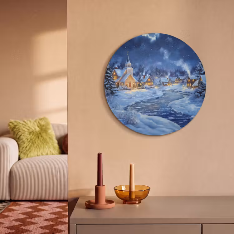 Akoestisch schilderij rond - Winteravond - Kerstdorp - Donker — 3